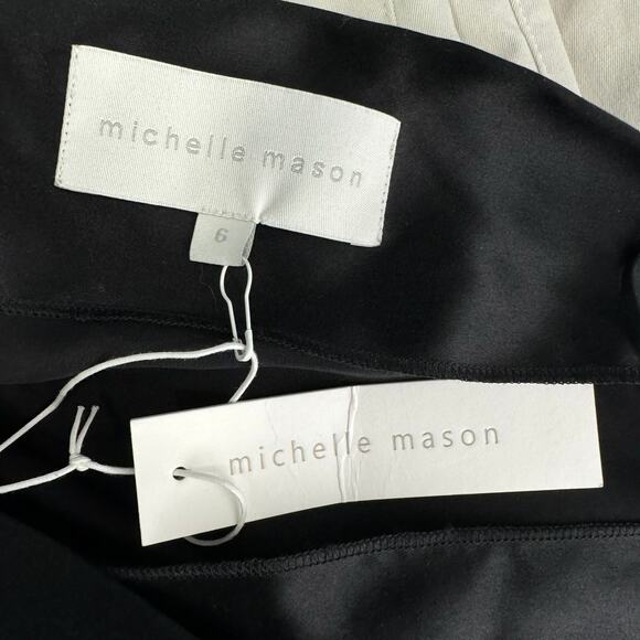 Michelle Mason One Shoulder Draped Silk Top in Black Size 6 - Picture 8 of 9